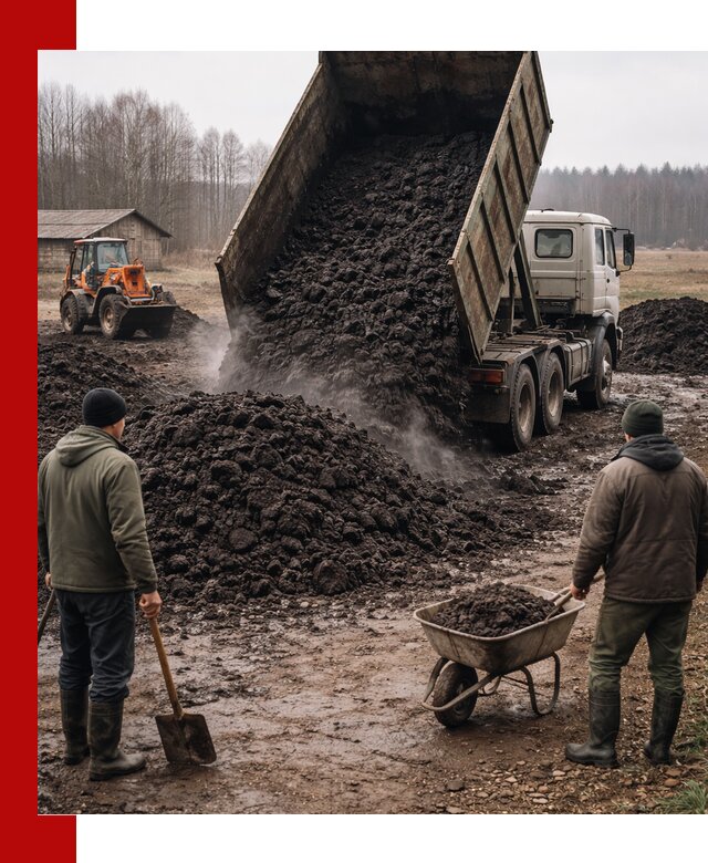 Доставка низинного торфа с разгрузкой и доставкой в Ульяновске