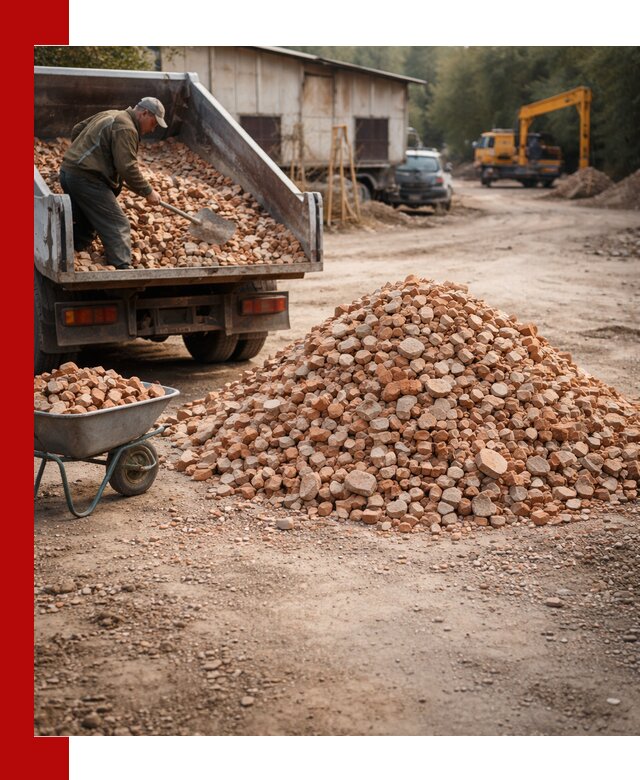 Доставка и подушка из боя кирпича с разгрузкой в Ульяновске