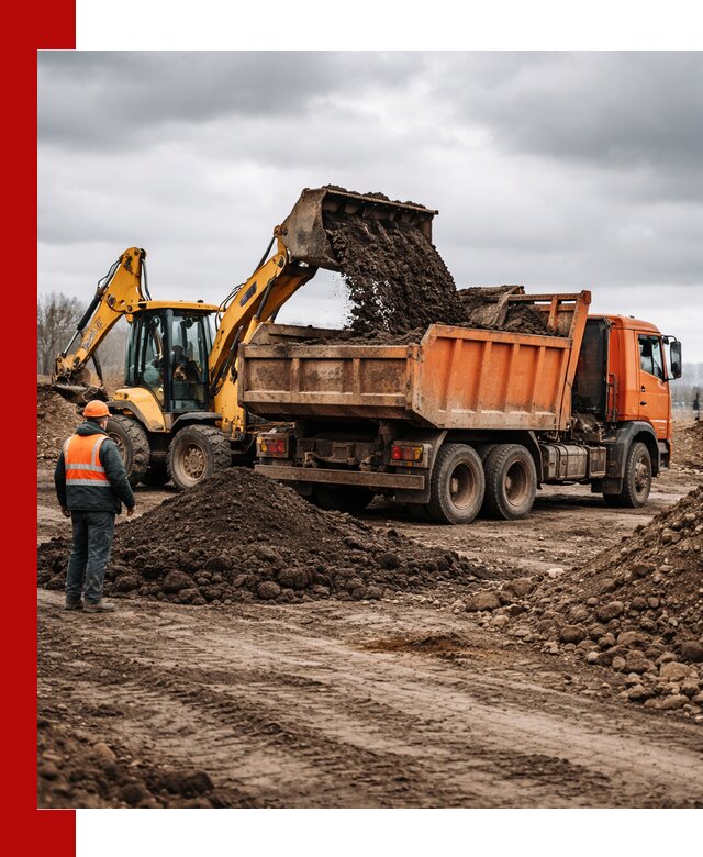 Вывоз грунта и строительного мусора в Ульяновске грузовыми самосвалами