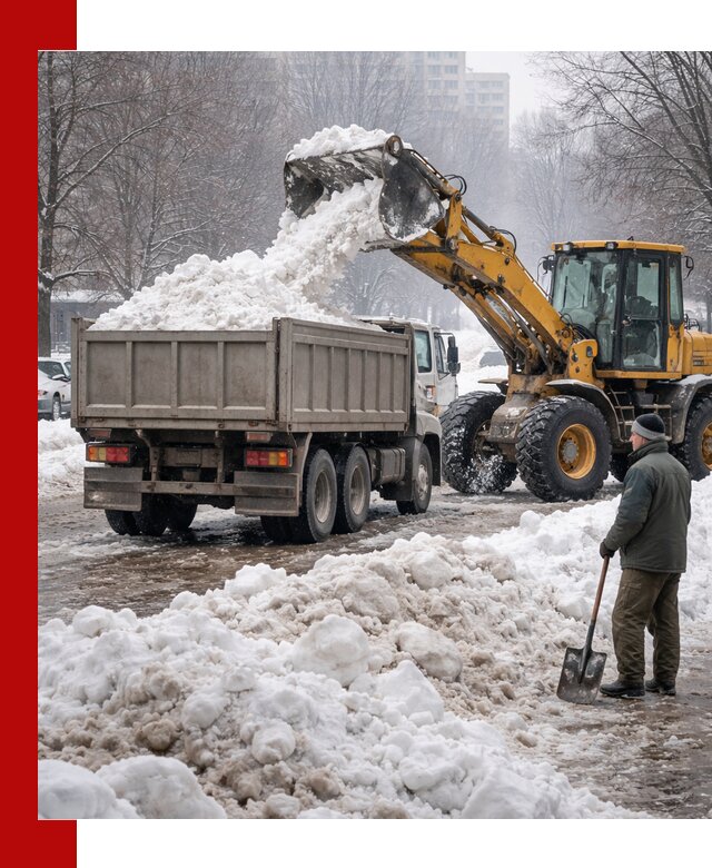 Вывоз снега грузовой техникой в Ульяновске оперативно и чисто