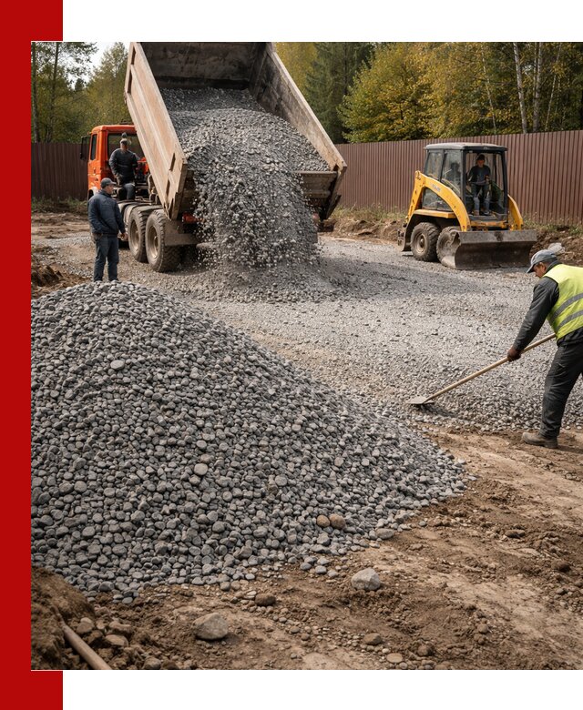 Отсыпка участка щебнем с доставкой и уплотнением в Ульяновске